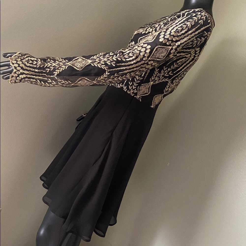 Altar'd State Black Dress with Gold Detailing - Picture 7 of 14